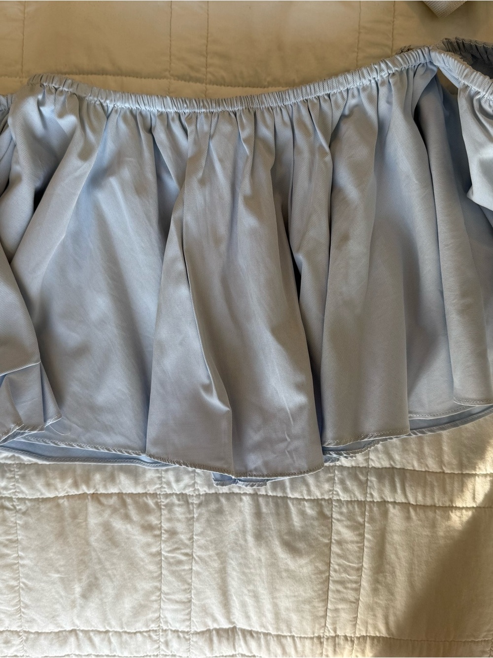 Off-Shoulder Ruffle Crop Top - Light Blue - Picture 5 of 6